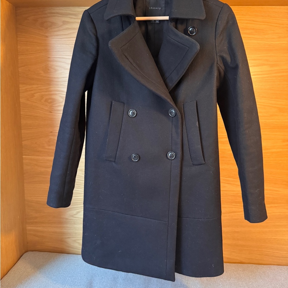 Theory Black Double-Breasted Pea Coat